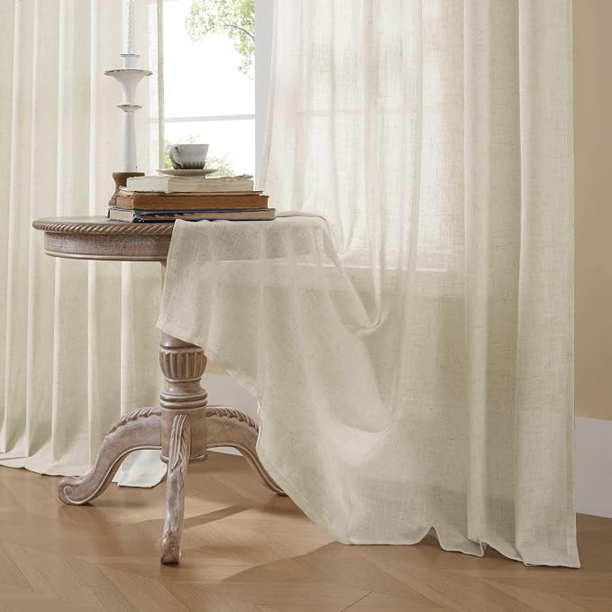 Joydeco Linen Curtains 108 Inch Length 2 Panel Sets, Light Filtering Curtains - Image 5