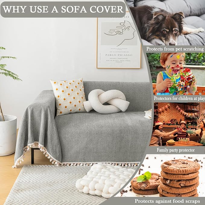 HANDONTIME Couch Slipcovers for Sofas Dark Grey Couch Cover Sofa Cover for Dogs - Image 4