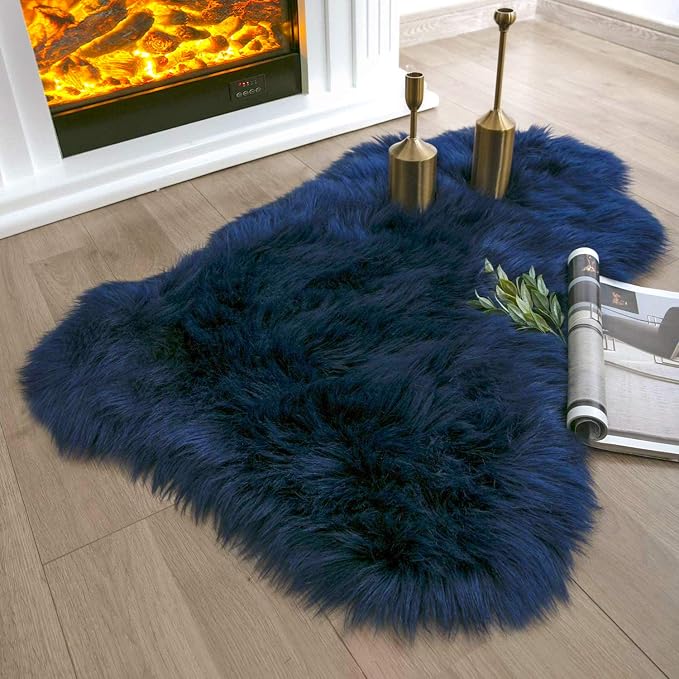 Ashler faux fur rug, Fluffy Shaggy Area Rug Ultra Soft 2 x 3 Feet Sheepskin Fur by AshlerHomeDeco