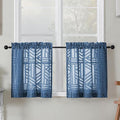 Simplebrand Sheer Dusty Blue Kitchen Curtains 24 Inch Length Tier Curtains 2 by Simplebrand