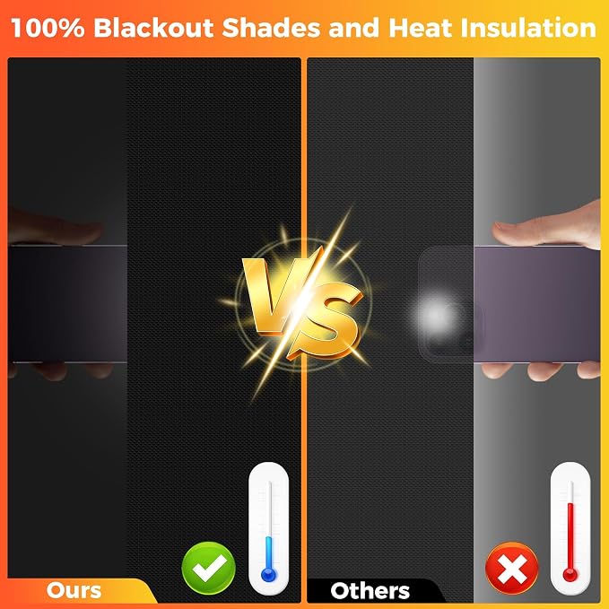 100% Blackout Curtains for Bedroom Portable Window Blinds Cover Adhesive - Image 3