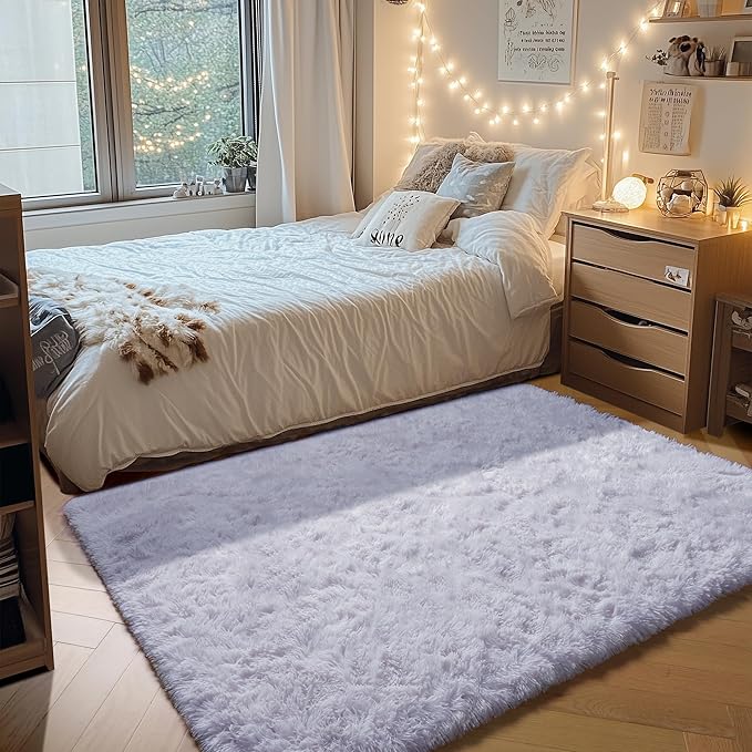 ONASAR White Area Rugs for Bedroom Living Room, Fluffy 4x6 Soft Shag Plush - Image 5