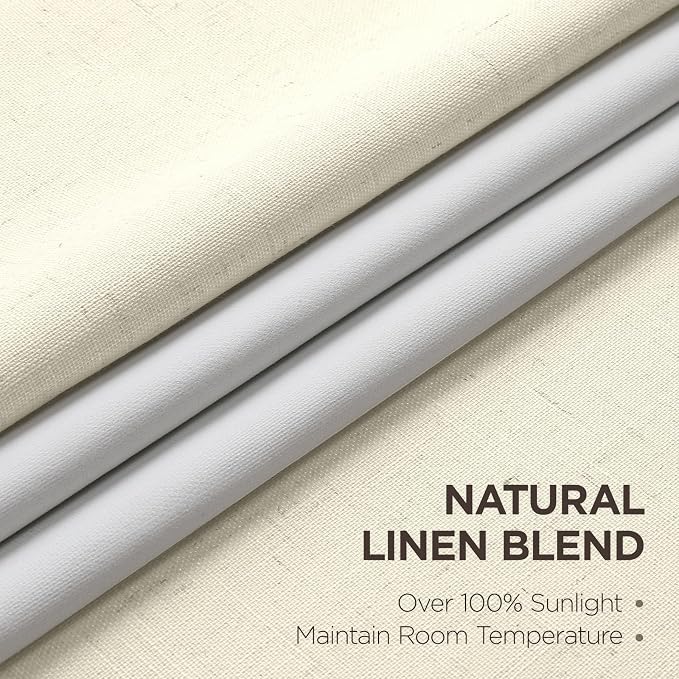Joydeco Pinch Pleated Linen Curtains Darkening Drapes - Image 2