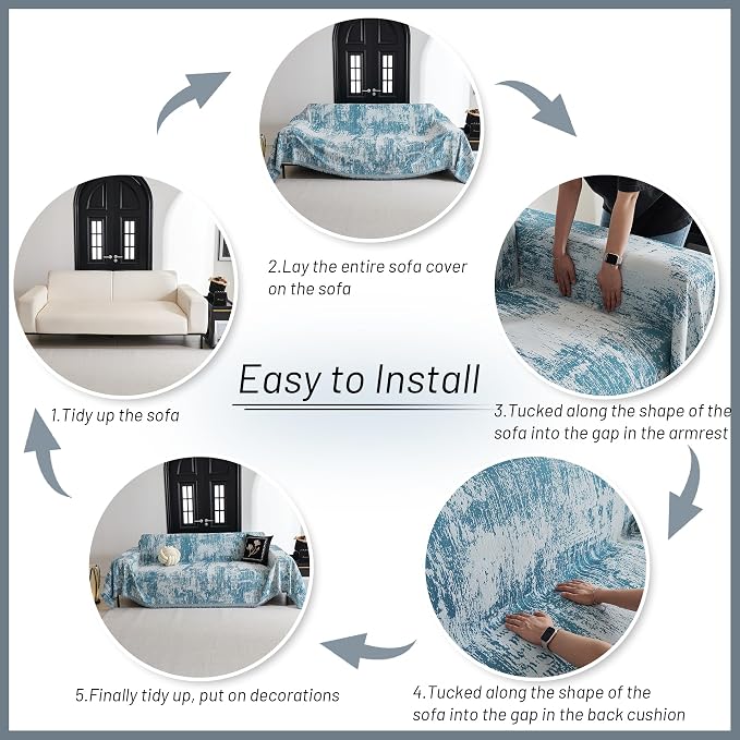 MYSKY HOME Boho Couch Cover for Dogs Washable Sage Abstract Couch Sofa - Image 5