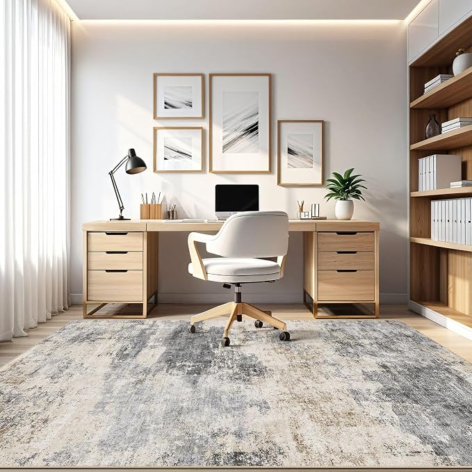 LOONGRUG 4x6 Area Rug Machine Washable Neutral Modern Rugs Grey Brown | - Image 8