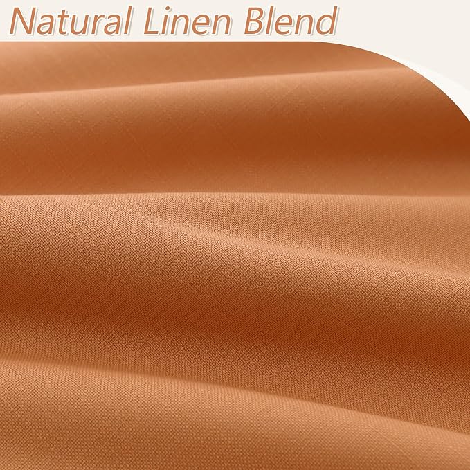 Guken Orange 100% Blackout Linen Curtains 108 Inch Length 2 Panels Set - Image 5