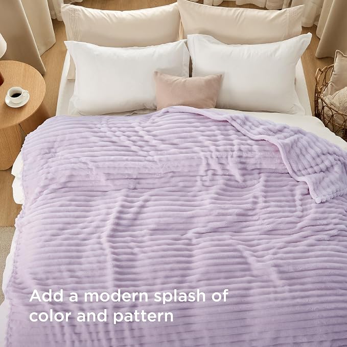 Bedsure GentleSoft Lavender Fog California King Size Blanket - Image 3