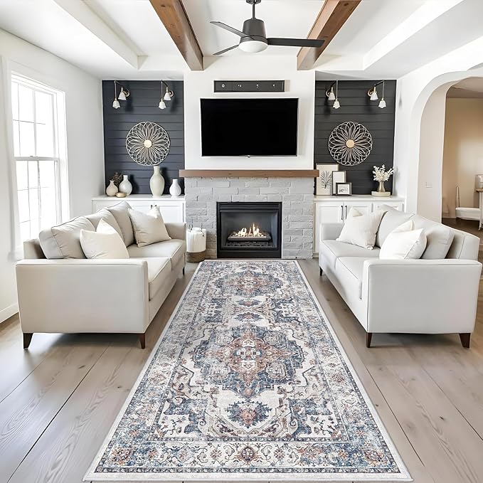 4x10 Washable Hallway Runner Rug: Oriental Living Room Entry Extra Wide Area by HYHAOYUNLAI