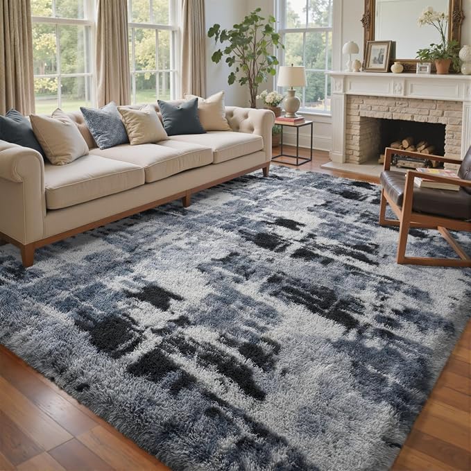 8x10 Ft Extra Large Shag Rugs for Living Room, Tie Dyed Ultra Soft Fluffy Furry by Cuzwlovita
