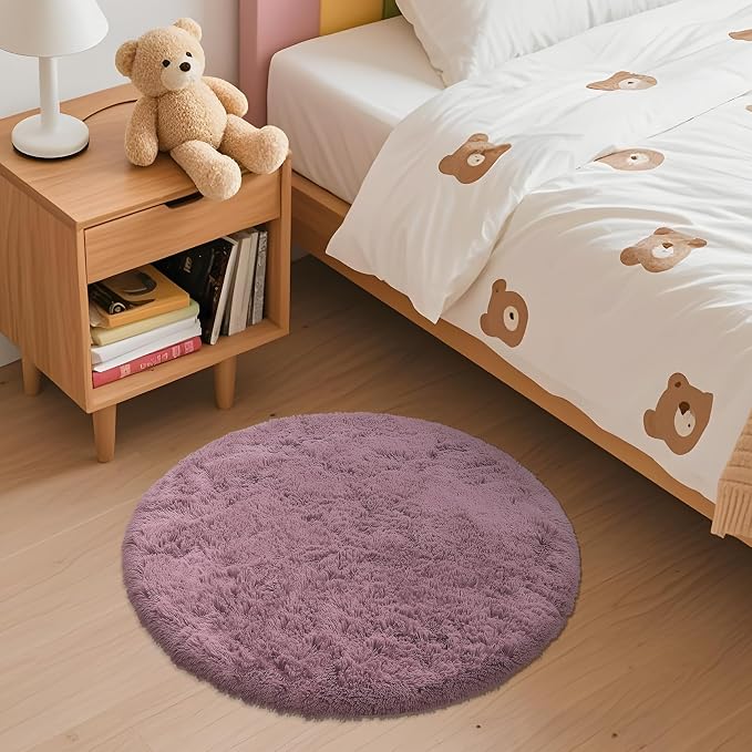OLANLY Blush Round Rugs for Bedroom - Image 3