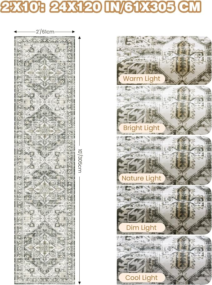 Runner Rug 2x10, Ultra-Thin Kitchen Rugs Non Slip Washable Rugs - Image 2