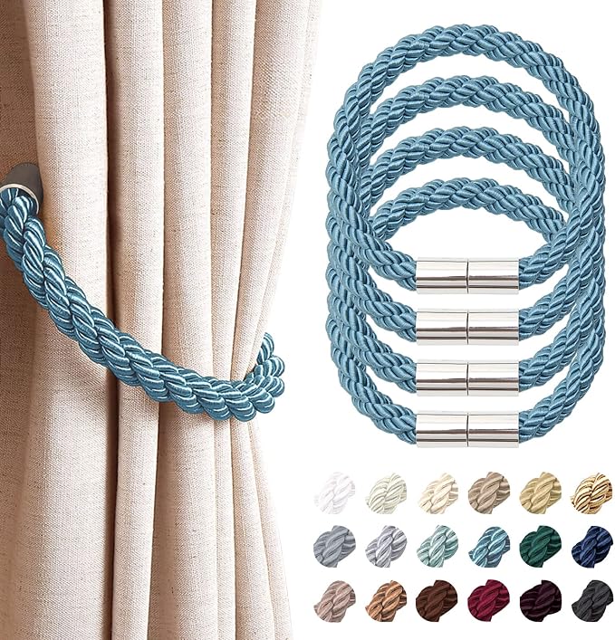 NICEEC 4 Pack Strong Magnetic Curtain Tiebacks Modern Simple Style Drape Tie by NICEEC
