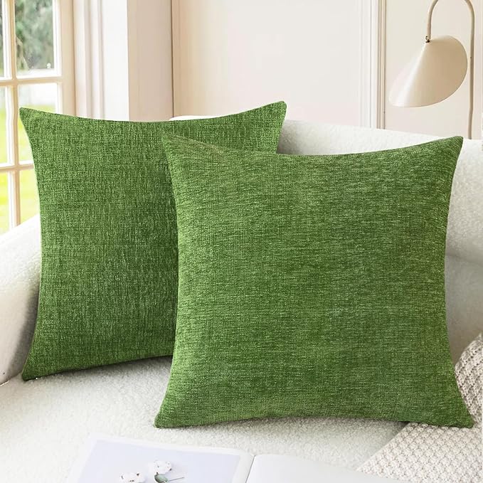 CaliTime Throw Pillow Covers Decorative 16 X 16 Inches Pack of 2 Cozy Chenille by CaliTime