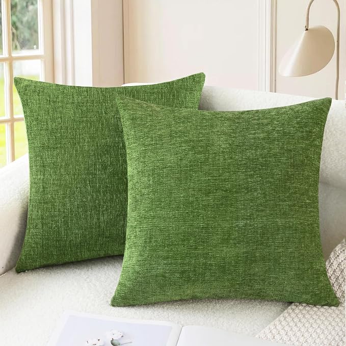 CaliTime Throw Pillow Covers Decorative 22 X 22 Inches Pack of 2 Cozy Chenille by CaliTime