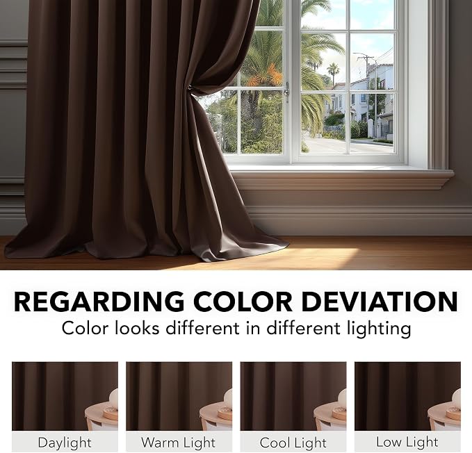 Deconovo Blackout Curtains, Thermal Insulated, W52 x L54 2 Panels, Back Tab - Image 6