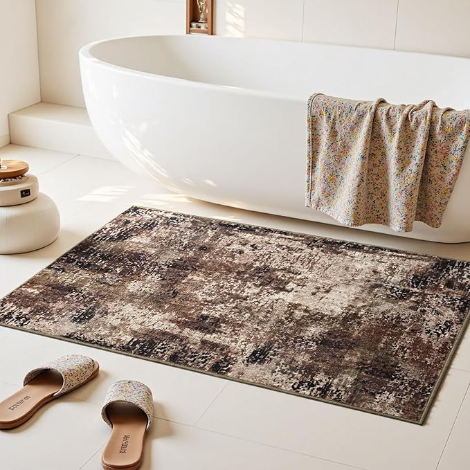 Entrance Rugs Indoor 2x3 Brown Entry Rug Washable Abstract Coffee Small Area - Image 4