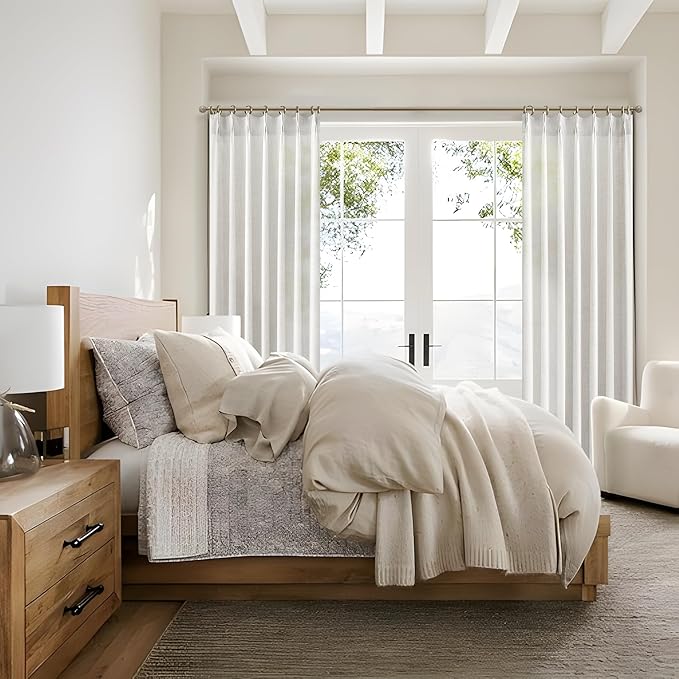 Custom 88 Inch Beige White Pinch Pleat Nursery Curtains 2 Panels Set, Light - Image 6