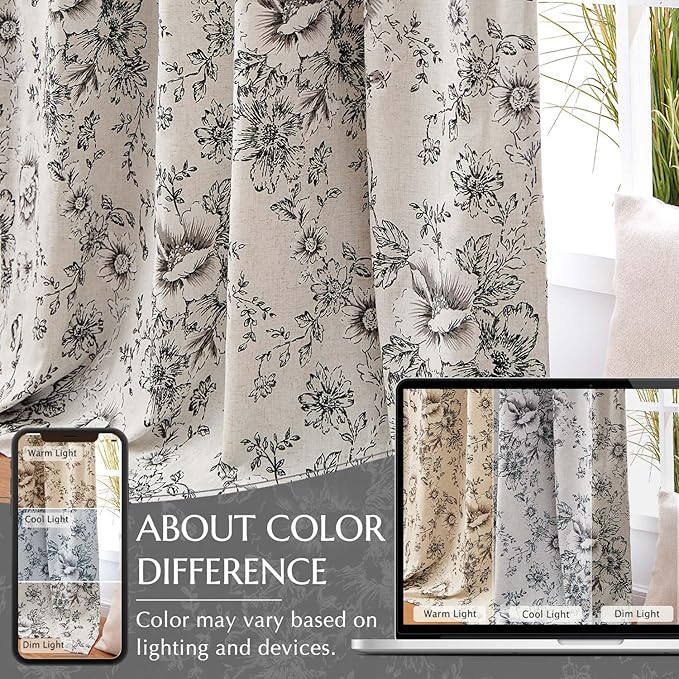 jinchan Blackout Floral Curtains - Image 6