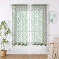 OWENIE Furman Sage Green Sheer Curtains 45 Inch Length 2 Panels Set by OWENIE