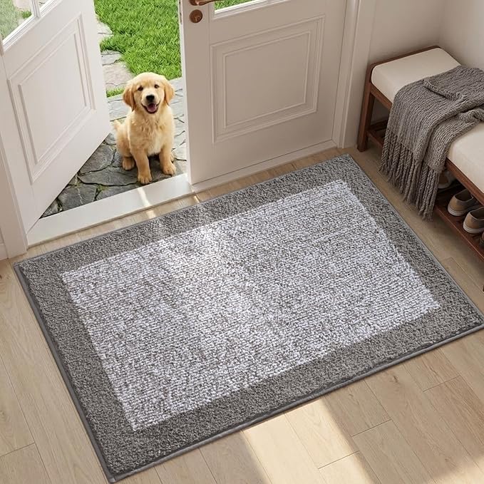 36x24 Large Bathroom Rugs Washable Non Slip, Light Grey Bath Mat - Image 3