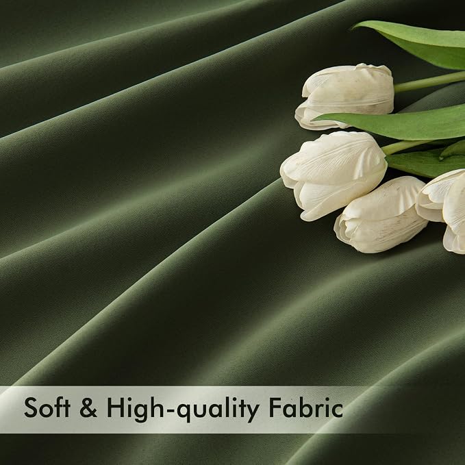 MIULEE Olive Green Back Tab Blackout Curtains 108 Inch Long 2 Panels Set - Image 6