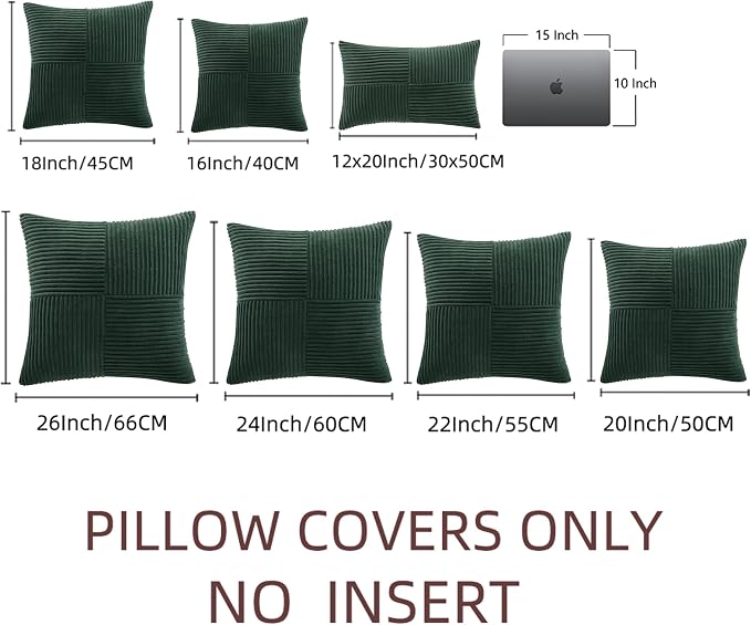 Fancy Homi Set of 2 Dark Green Decorative Throw Pillow Covers 26x26 Inch - Image 7