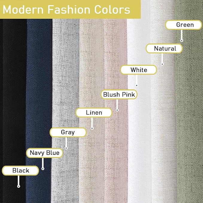 White Valances for Windows, Light Filtering Faux Linen Textured Small Short - Image 8