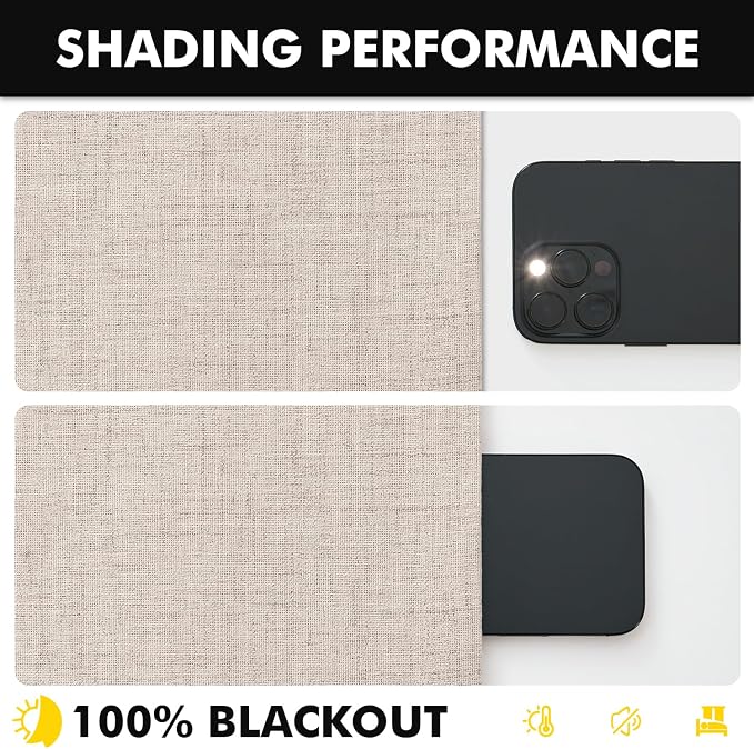 MIULEE 100% Blackout Linen Curtains 42 x 96 Inch Natural 2 Panels | Thermal - Image 7