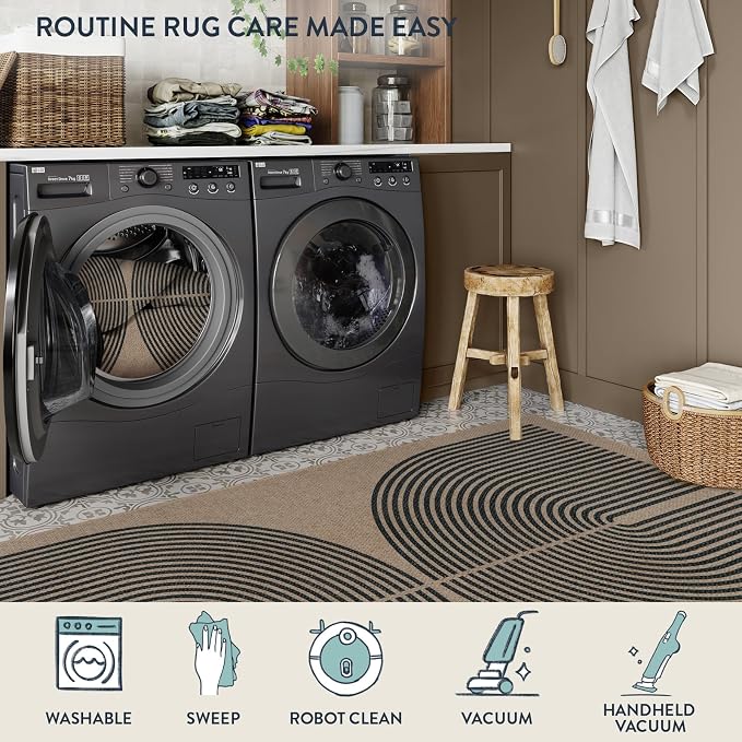 Lahome Modern Rainbow Easy Jute Rug, 3x5 Washable Rugs - Image 5