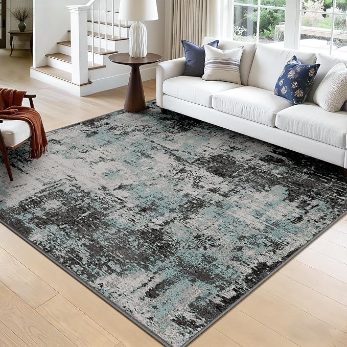 Washable Area Rugs Square 8ft Non-Slip Modern Abstract Soft by RELEANY