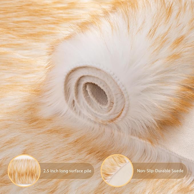 Ciicool Ultra Soft Faux Sheepskin Fur Rug Fluffy Rug - Image 5