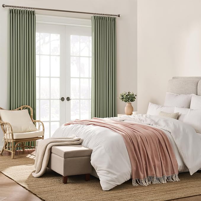 Sage Green Pinch Pleat Curtains 72 Inches Long Thermal Insulated Dark Black Out - Image 4