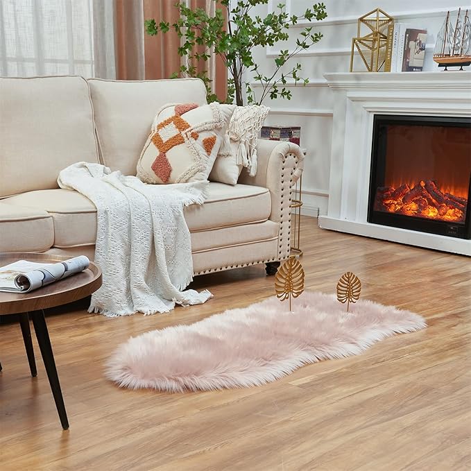 EasyJoy Ultra Soft Fluffy Shaggy Area Rug Faux Fur Rug Chair Cover Seat Pad by EasyJoy