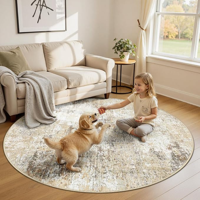 Washable Area Rugs 6ft Non-Slip Modern Abstract Soft - Image 2