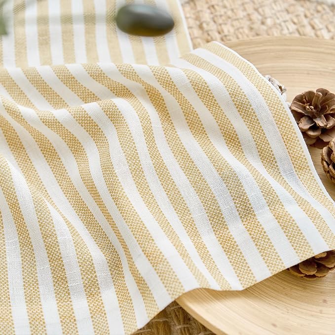 jinchan Linen Stripe Valance for Window 16 Inch Modern Rustic Farmhouse Valance - Image 7
