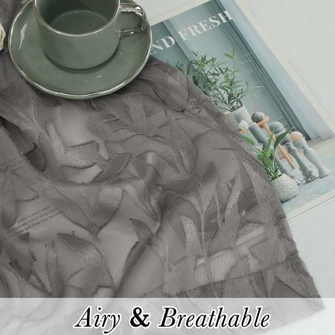 Lecloud Leia Charcoal Grey Sheer Valances - Image 2