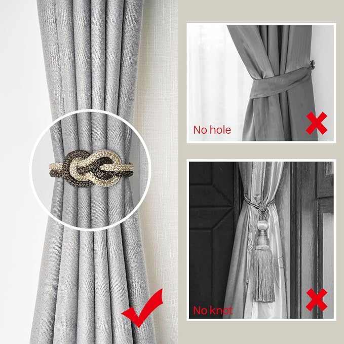 NICEEC 4 Pack Mini Magnetic Curtain Tiebacks Nordic Simple Style Drape Tie - Image 2