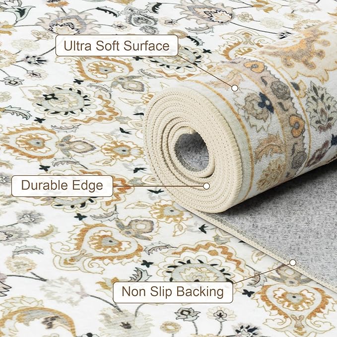 10x14 Area Rugs Living Room: Washable Vintage Rug - Image 7