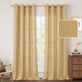 LAMIT Linen Curtains 90 Inch for Bedroom, Grommet Thick Linen Textured Sheer by LAMIT
