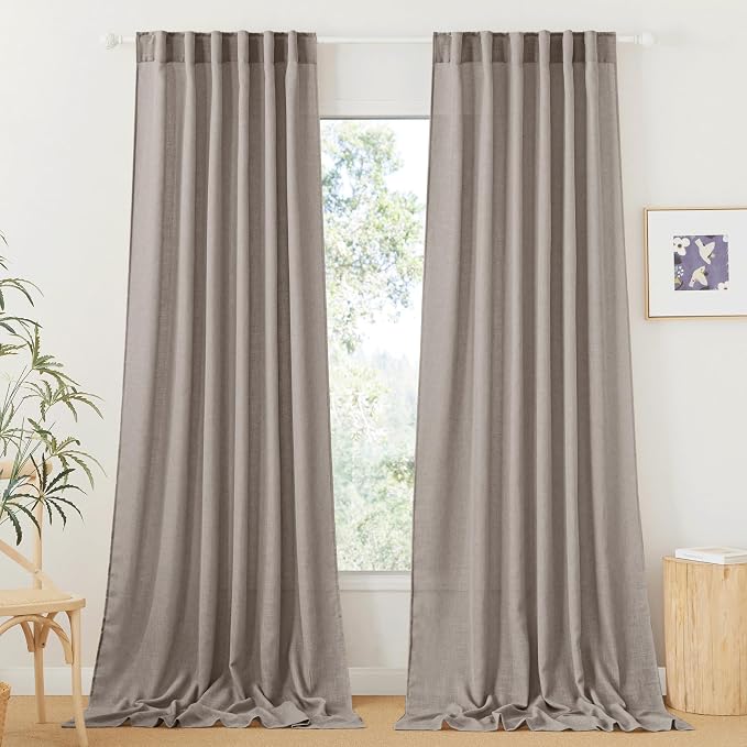 RYB HOME Linen Curtains for Bedroom by RYBHOME