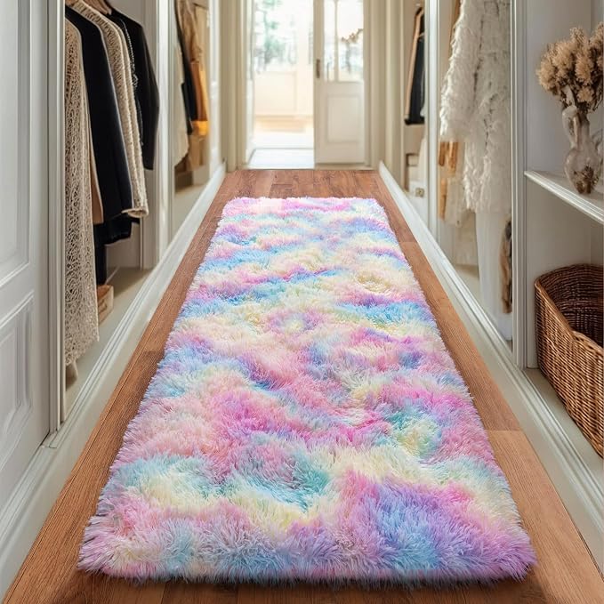 Rainbow Runner Rugs for Bedroom, 2x6 Rug Runners for Cute Girls Room, Bedside - Image 3