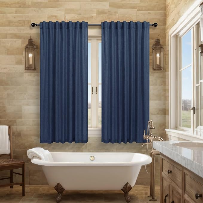 Navy Blue Curtains 45 Inch Length - Image 3