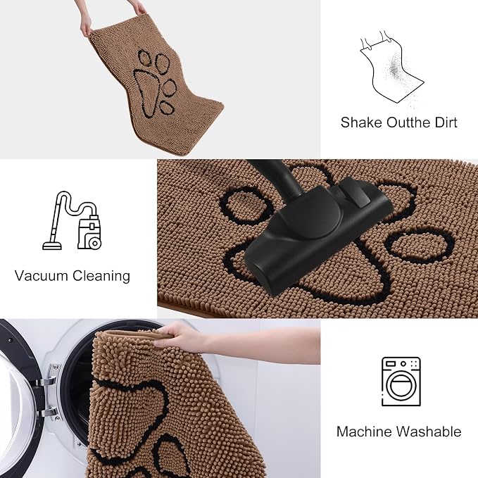 Smiry Dog Door Mat for Muddy Paws, Absorbent Dirt Trapper Non Slip Quick Dry - Image 6