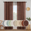 MIULEE Chocolate Brown Linen Curtains 84 Inch Length by MIULEE