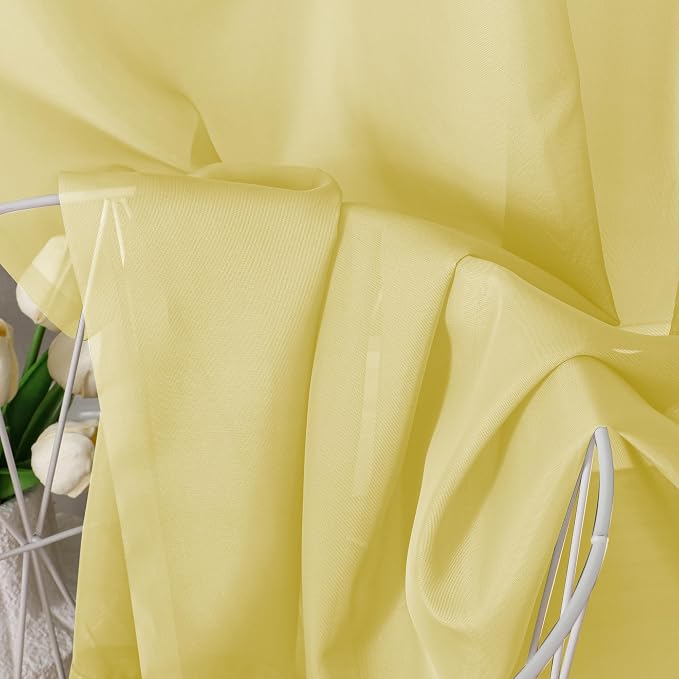 Aiyufeng Yellow Sheer Curtains 2 Panel Sets 96 Inches Long - Image 7