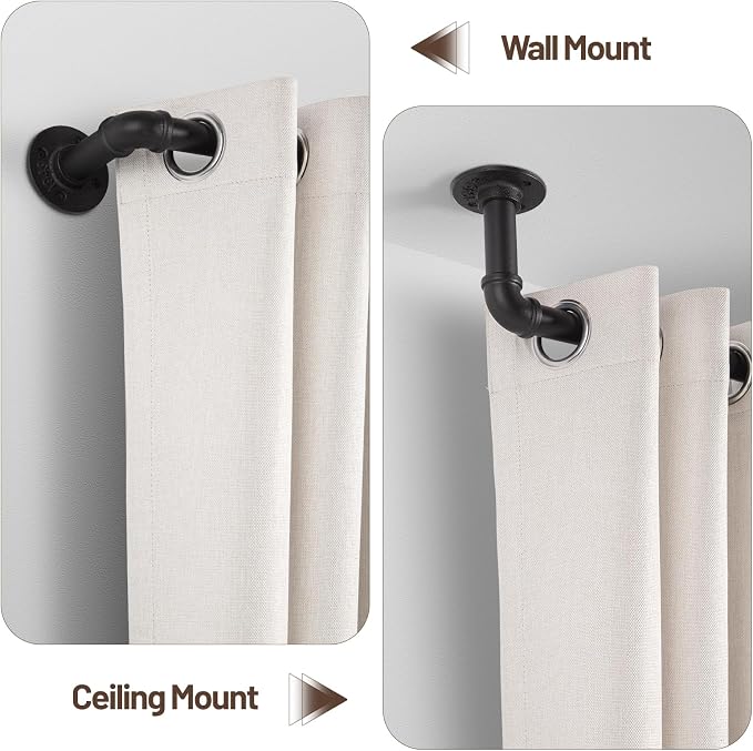 Zeerobee Curtain Rods for Windows 16 to 28, 1 Inch Industrial Wrap Around Black - Image 5