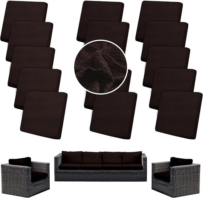 14PCS Patio Cushion Covers, Patio Furniture Couch Seat Slipcovers | Washable by SUKAIKEQA