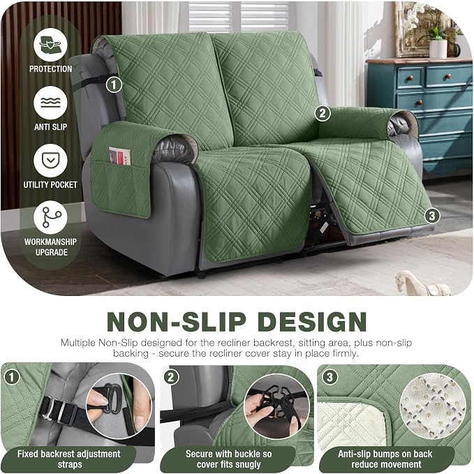 TAOCOCO 100% Waterproof Loveseat Recliner Covers 2 Seater, Split Loveseat Covers - Image 5