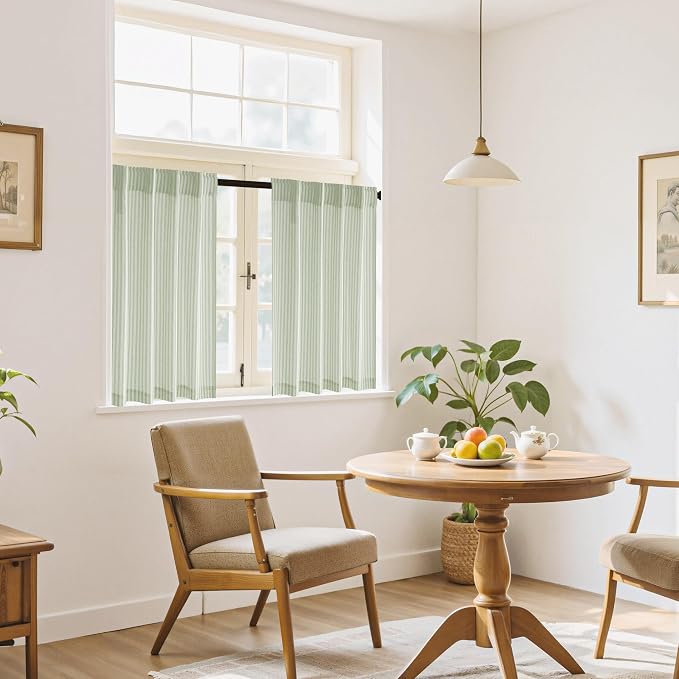 RYB HOME Linen Kitchen Striped Curtains - Image 5