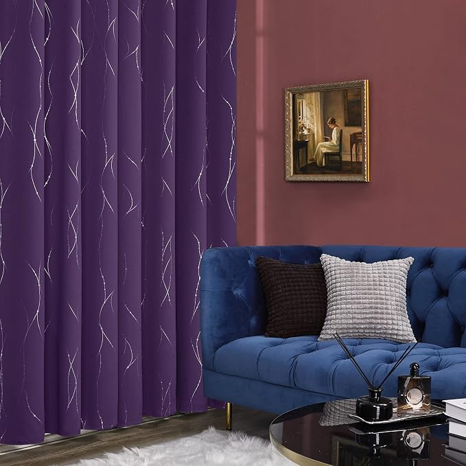 Deconovo Short Purple Curtains, 38 x 45 Inches Long, Thermal Insulated Panel - Image 5